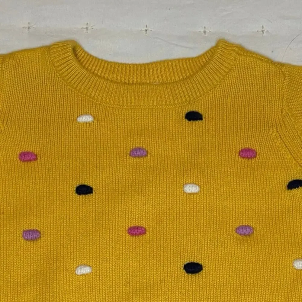 Baby Gap Textured Dot Pullover Sweater Girls 3T Bright Yellow